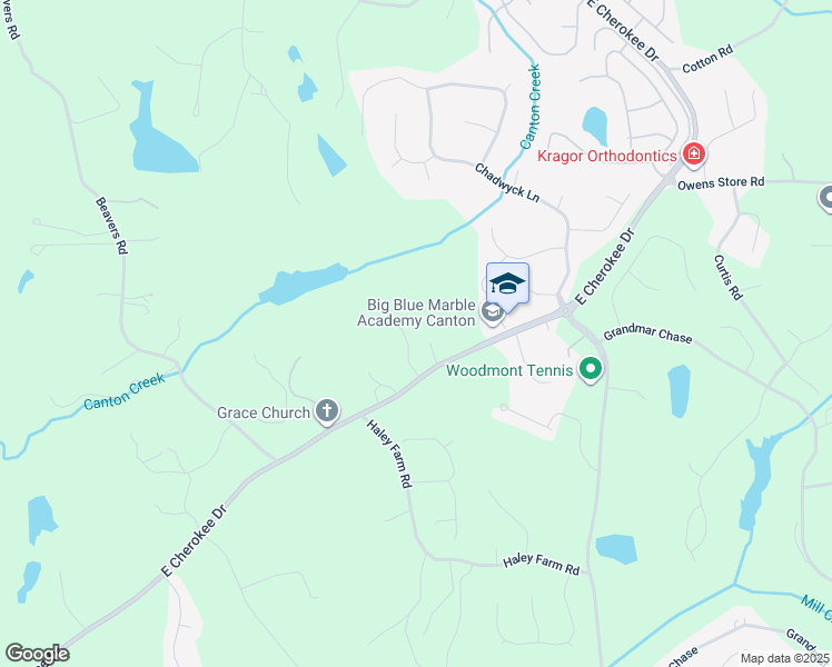 map of restaurants, bars, coffee shops, grocery stores, and more near 206 Woodridge Parkway in Canton
