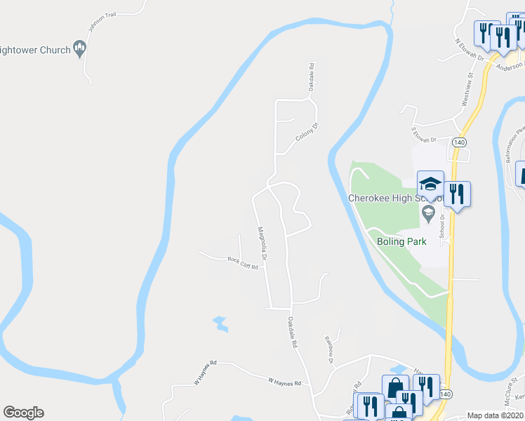 map of restaurants, bars, coffee shops, grocery stores, and more near 315 Magnolia Drive in Canton
