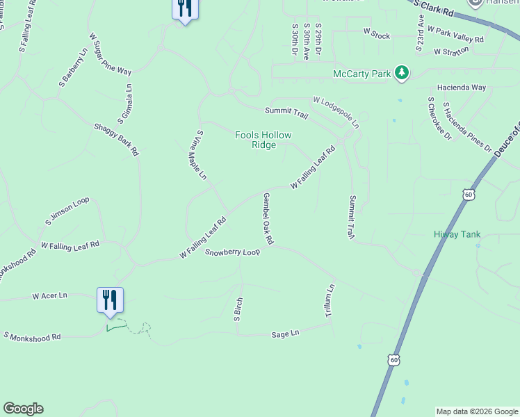 map of restaurants, bars, coffee shops, grocery stores, and more near 1620 Gambel Oak Road in Show Low