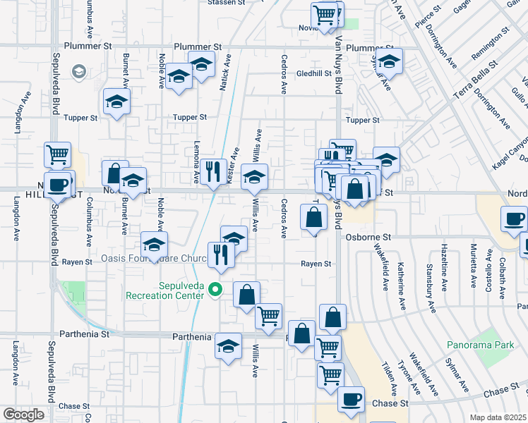 map of restaurants, bars, coffee shops, grocery stores, and more near in Los Angeles