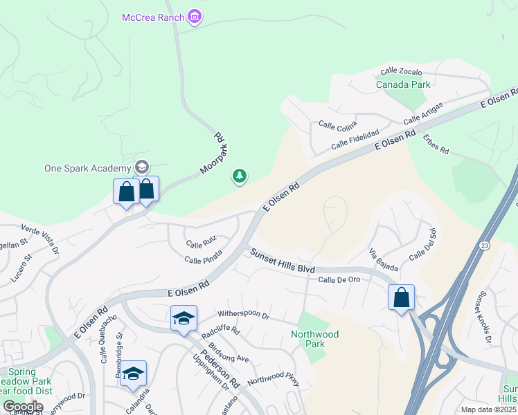 map of restaurants, bars, coffee shops, grocery stores, and more near 1191 Calle Contento in Thousand Oaks