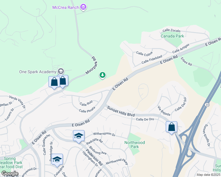 map of restaurants, bars, coffee shops, grocery stores, and more near 1191 Calle Contento in Thousand Oaks