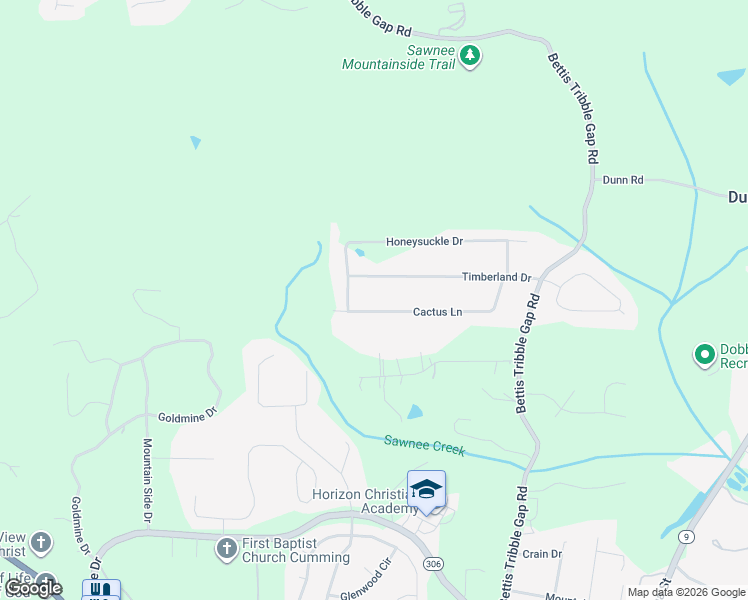 map of restaurants, bars, coffee shops, grocery stores, and more near 2070 Cactus Lane in Cumming