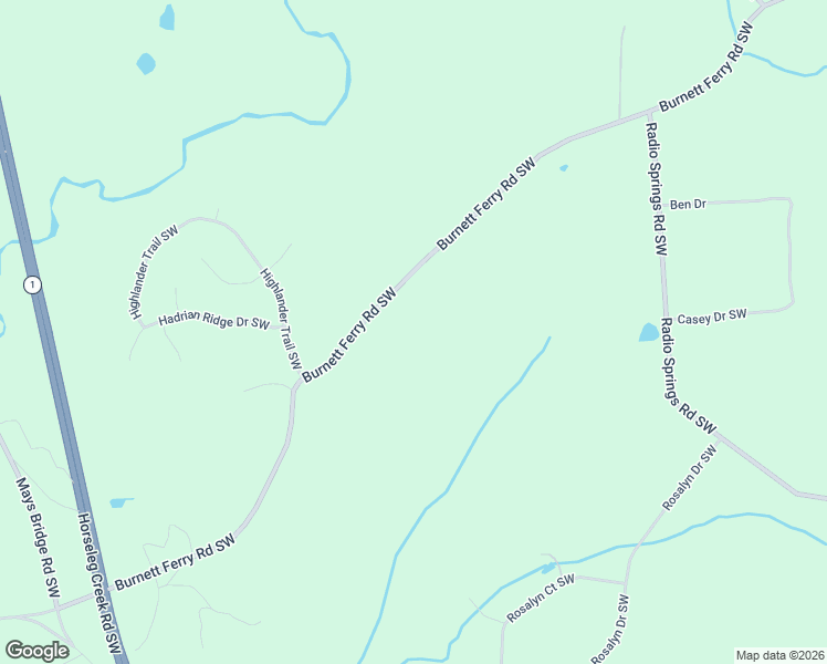 map of restaurants, bars, coffee shops, grocery stores, and more near 2301 Burnett Ferry Road Southwest in Rome