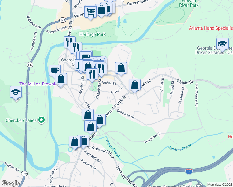 map of restaurants, bars, coffee shops, grocery stores, and more near 231 Jarvis Street in Canton