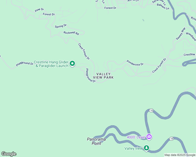 map of restaurants, bars, coffee shops, grocery stores, and more near 1079 Playground Drive in Crestline