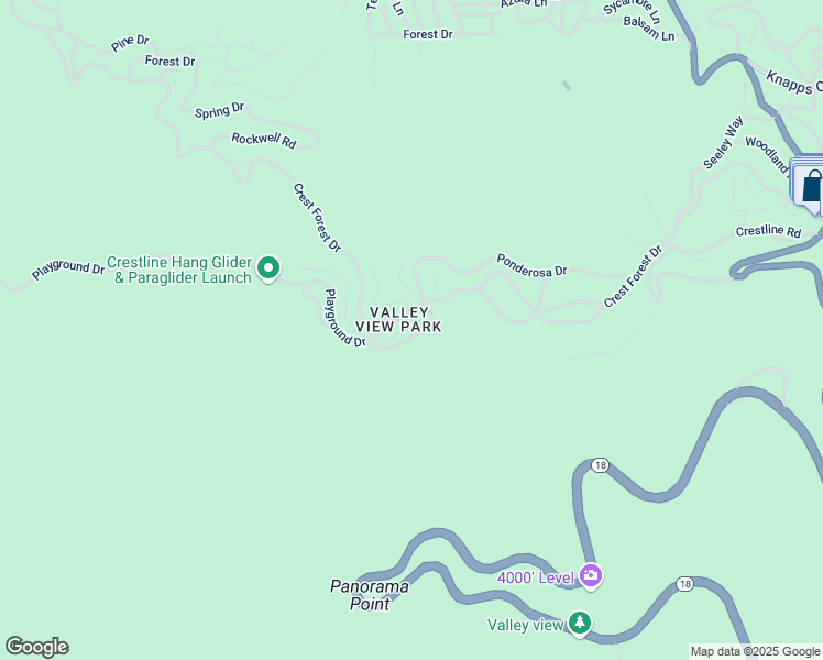 map of restaurants, bars, coffee shops, grocery stores, and more near 22724 Grandview Drive in Crestline