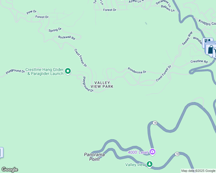 map of restaurants, bars, coffee shops, grocery stores, and more near 22738 Valley View Drive in Crestline