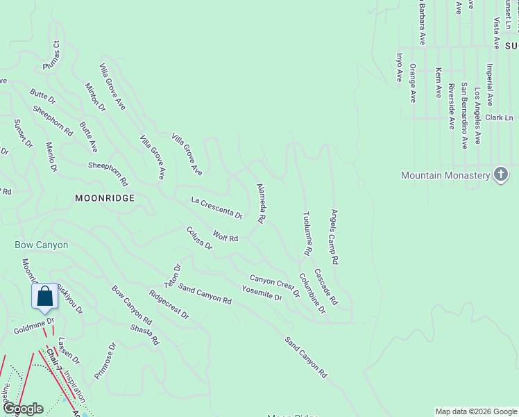 map of restaurants, bars, coffee shops, grocery stores, and more near 1193 Alameda Road in Big Bear