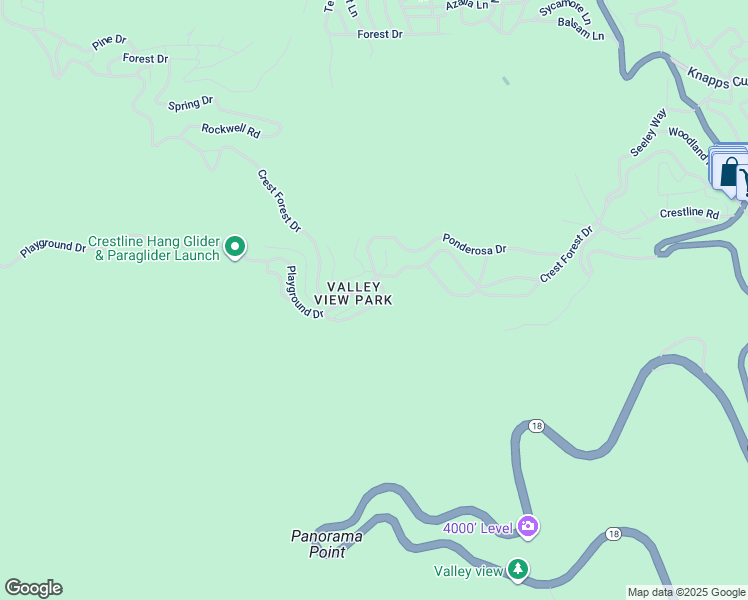 map of restaurants, bars, coffee shops, grocery stores, and more near 22738 Valley View Drive in Crestline