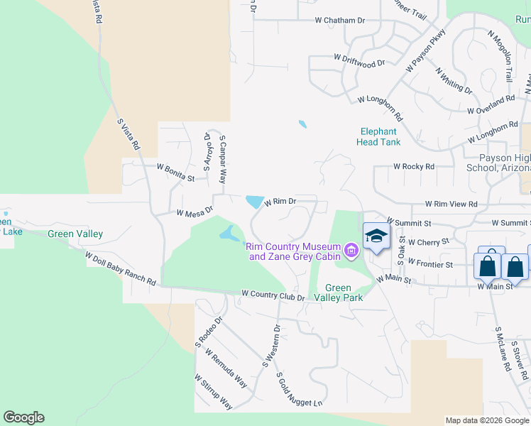 map of restaurants, bars, coffee shops, grocery stores, and more near 1310 West Fort Mcdonald Circle in Payson