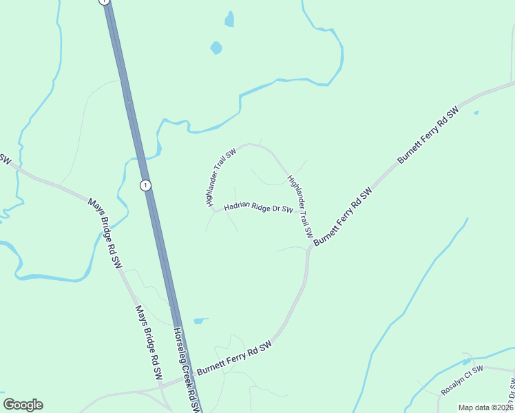 map of restaurants, bars, coffee shops, grocery stores, and more near Hadrian Ridge Drive Southwest in Floyd County