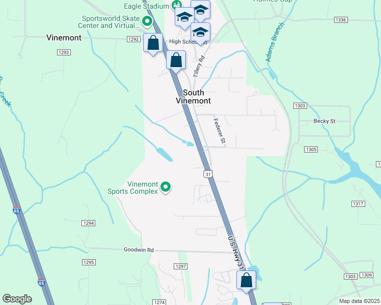 map of restaurants, bars, coffee shops, grocery stores, and more near 18589 2nd Avenue Northwest in Cullman
