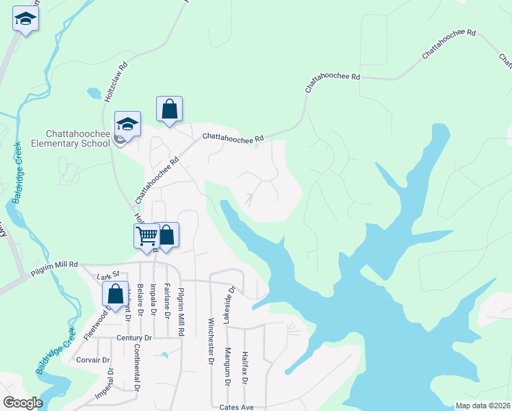 map of restaurants, bars, coffee shops, grocery stores, and more near 3675 Southlake Cir in Cumming