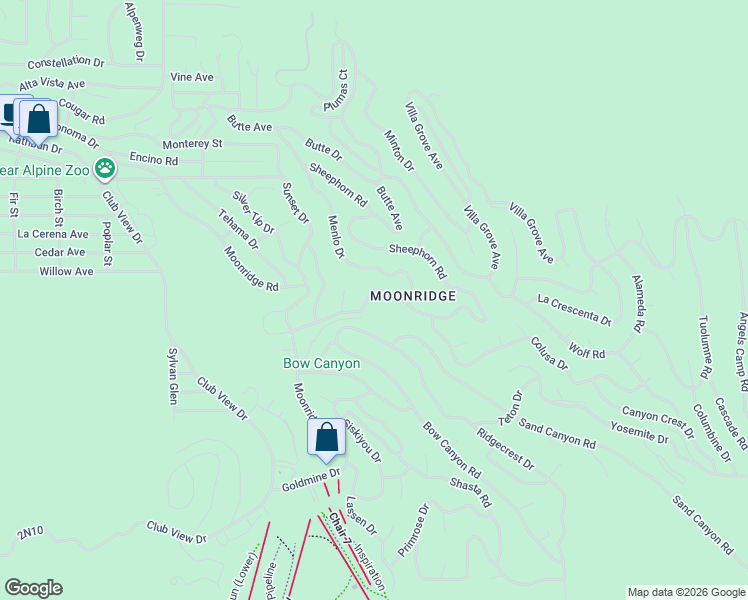 map of restaurants, bars, coffee shops, grocery stores, and more near 43307 Sheephorn Road in Big Bear Lake