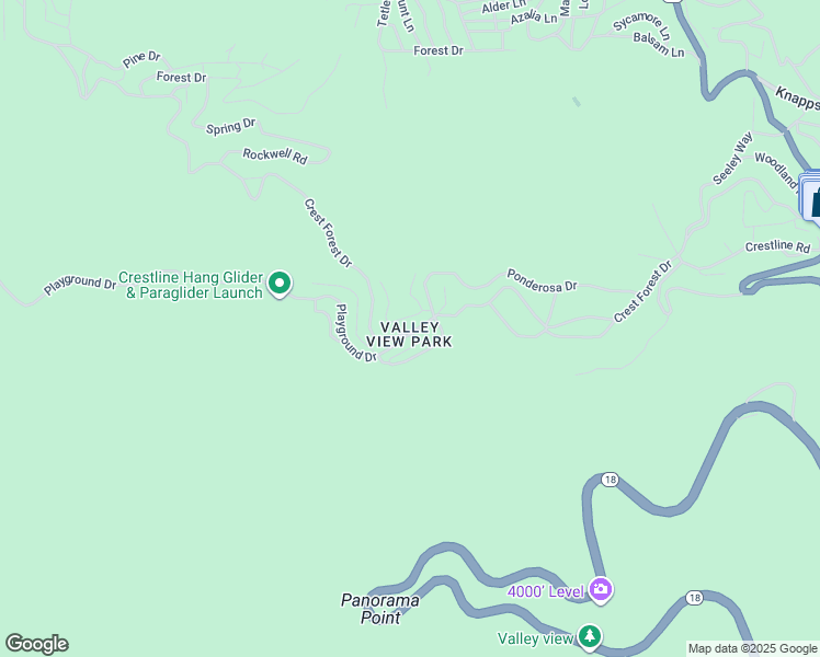 map of restaurants, bars, coffee shops, grocery stores, and more near 22668 Crest Forest Drive in Crestline