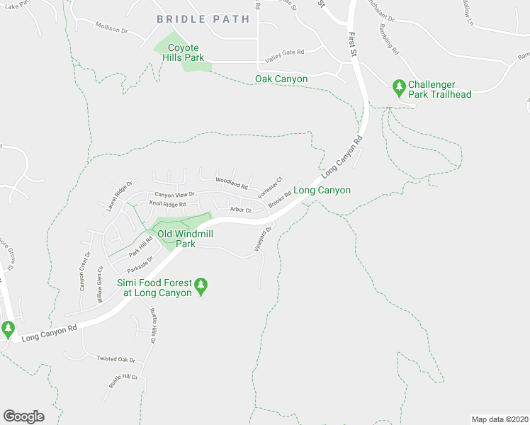 map of restaurants, bars, coffee shops, grocery stores, and more near 542 Arbor Court in Simi Valley
