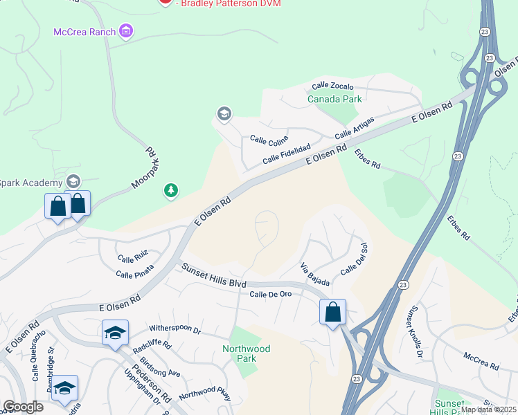map of restaurants, bars, coffee shops, grocery stores, and more near 4022 Avenida Verano in Thousand Oaks