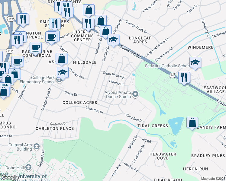 map of restaurants, bars, coffee shops, grocery stores, and more near 901 Mound Battery Road in Wilmington