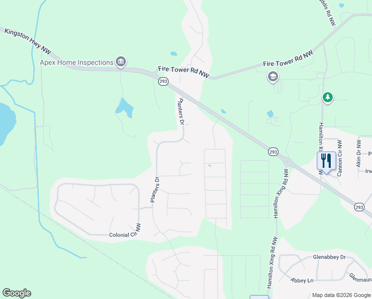 map of restaurants, bars, coffee shops, grocery stores, and more near 12 Katie Ridge in Cartersville