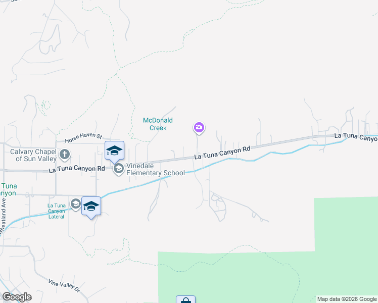 map of restaurants, bars, coffee shops, grocery stores, and more near 9841 La Tuna Canyon Road in Los Angeles