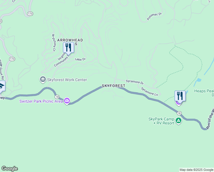 map of restaurants, bars, coffee shops, grocery stores, and more near in San Bernardino County