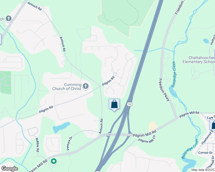 map of restaurants, bars, coffee shops, grocery stores, and more near 2385 Mayfair Drive in Cumming