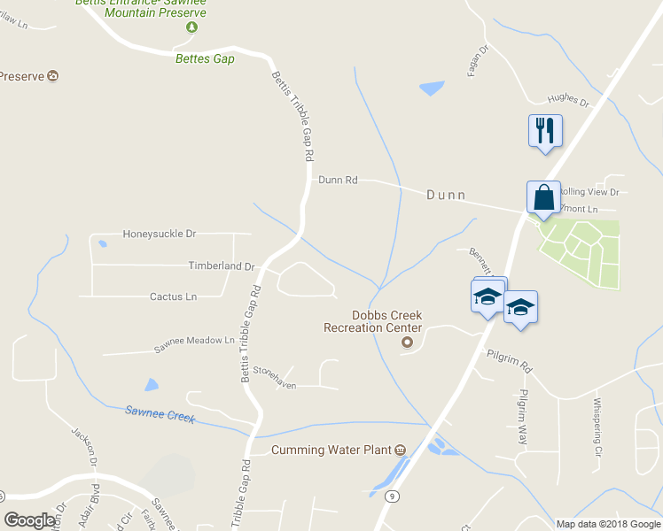 map of restaurants, bars, coffee shops, grocery stores, and more near 2040 Golden Ridge Circle in Cumming