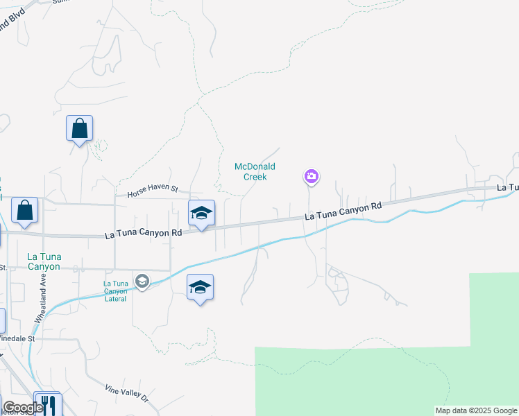 map of restaurants, bars, coffee shops, grocery stores, and more near 9953 La Tuna Canyon Road in Los Angeles