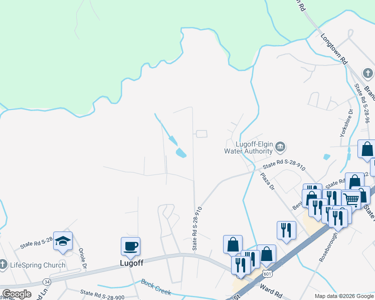 map of restaurants, bars, coffee shops, grocery stores, and more near 165 State Road S-28-743 in Lugoff