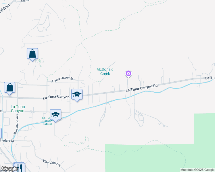 map of restaurants, bars, coffee shops, grocery stores, and more near 9953 La Tuna Canyon Road in Los Angeles
