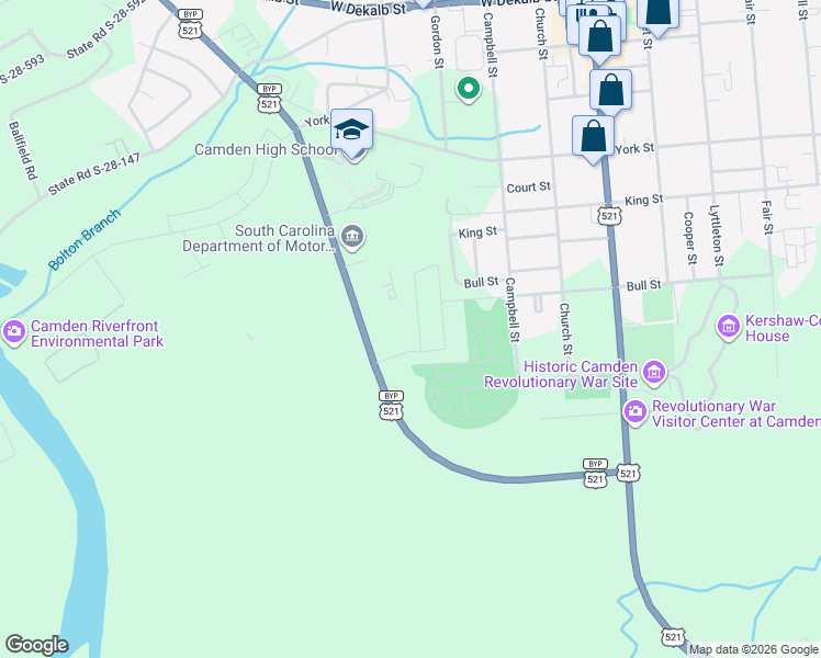 map of restaurants, bars, coffee shops, grocery stores, and more near 1100 Ehrenclou Drive in Camden
