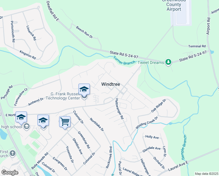 map of restaurants, bars, coffee shops, grocery stores, and more near 751 East Northside Drive in Greenwood