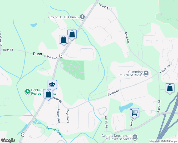 map of restaurants, bars, coffee shops, grocery stores, and more near 1670 Piedmont Lane in Cumming