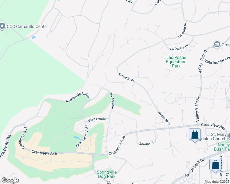 map of restaurants, bars, coffee shops, grocery stores, and more near 1752 Via Aracena in Camarillo