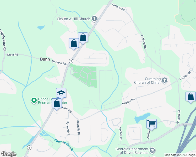 map of restaurants, bars, coffee shops, grocery stores, and more near 1670 Piedmont Lane in Cumming