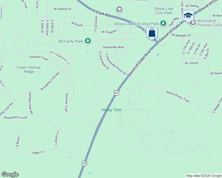 map of restaurants, bars, coffee shops, grocery stores, and more near 2140 West Torre Lake in Show Low