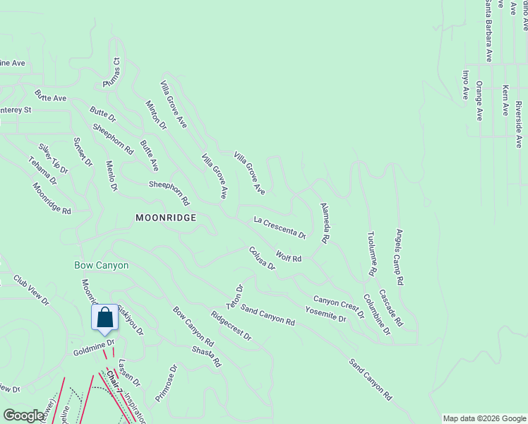 map of restaurants, bars, coffee shops, grocery stores, and more near 1409 Klamath Road in Big Bear