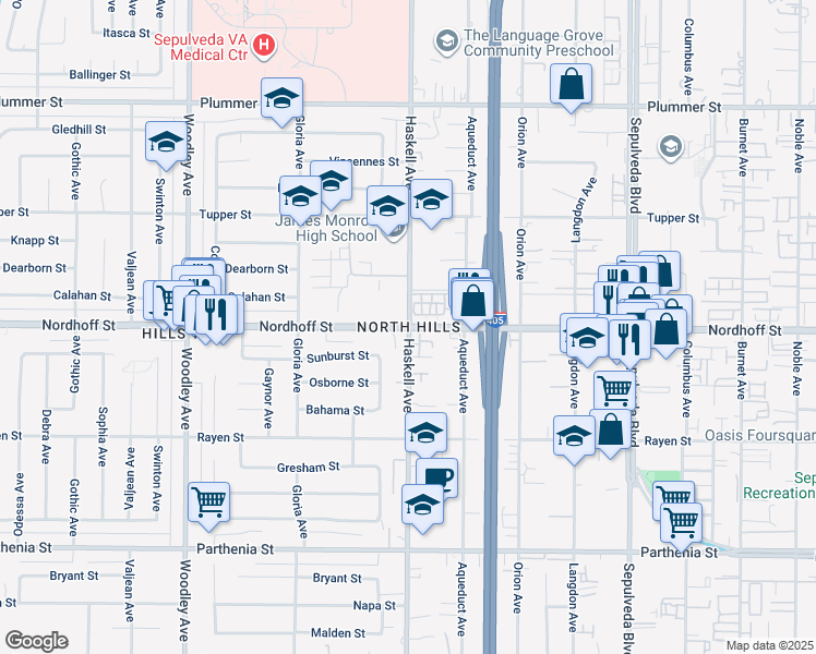 map of restaurants, bars, coffee shops, grocery stores, and more near in Los Angeles