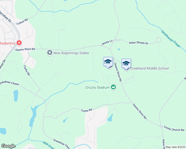 map of restaurants, bars, coffee shops, grocery stores, and more near 128 Owens Mill Place in Canton