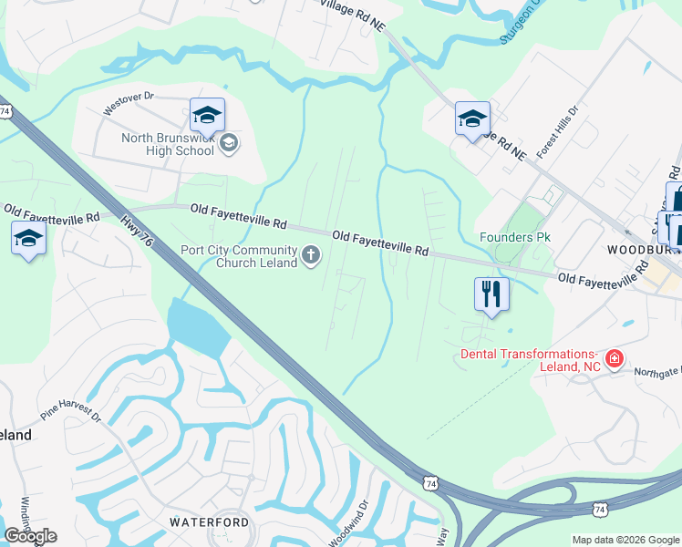 map of restaurants, bars, coffee shops, grocery stores, and more near 101 King Moore Road in Leland