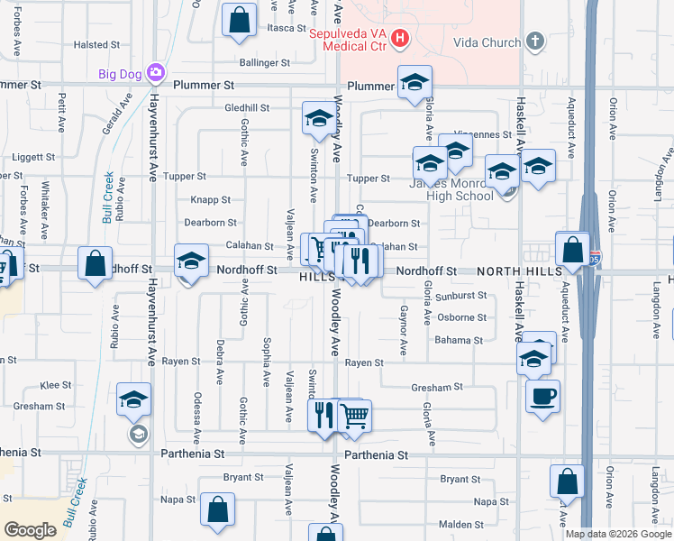 map of restaurants, bars, coffee shops, grocery stores, and more near in Los Angeles