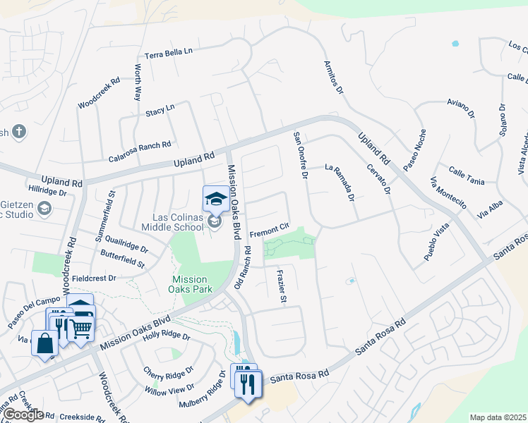 map of restaurants, bars, coffee shops, grocery stores, and more near 6087 Tahoe Place in Camarillo