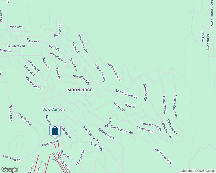 map of restaurants, bars, coffee shops, grocery stores, and more near 1395 Flintridge Avenue in Big Bear