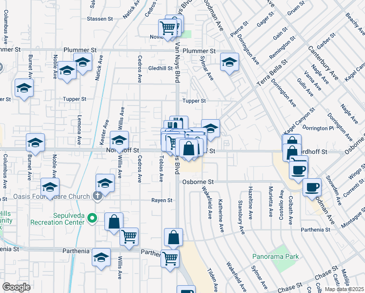 map of restaurants, bars, coffee shops, grocery stores, and more near in Los Angeles