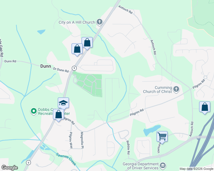 map of restaurants, bars, coffee shops, grocery stores, and more near 1670 Piedmont Lane in Cumming
