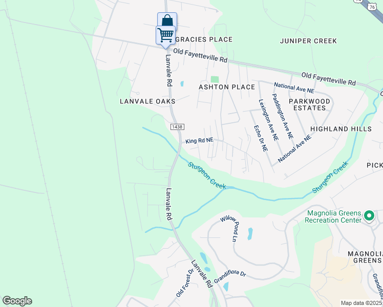 map of restaurants, bars, coffee shops, grocery stores, and more near 8833 King Road Northeast in Leland