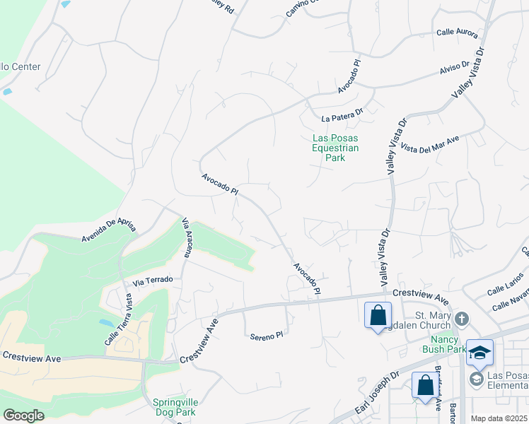 map of restaurants, bars, coffee shops, grocery stores, and more near Avocado Place in Camarillo