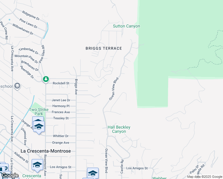 map of restaurants, bars, coffee shops, grocery stores, and more near 5481 Ocean View Boulevard in La Cañada Flintridge
