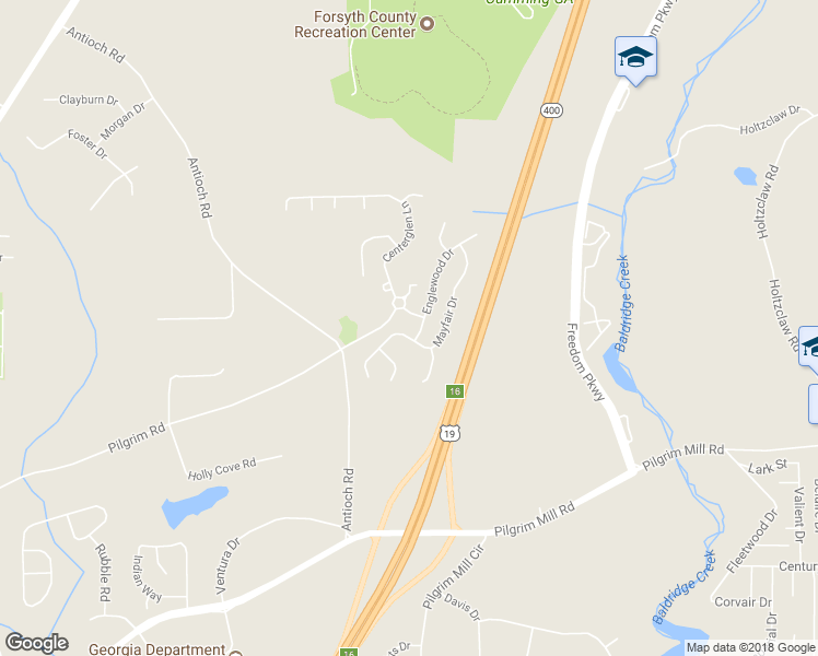 map of restaurants, bars, coffee shops, grocery stores, and more near 2515 Mayfair Dr in Cumming
